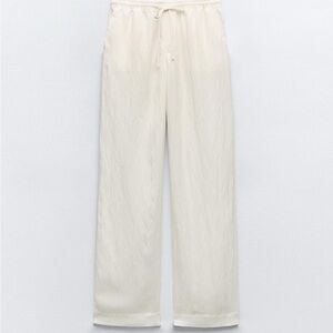 Zara flowy straight leg pants oyster white (NWT)